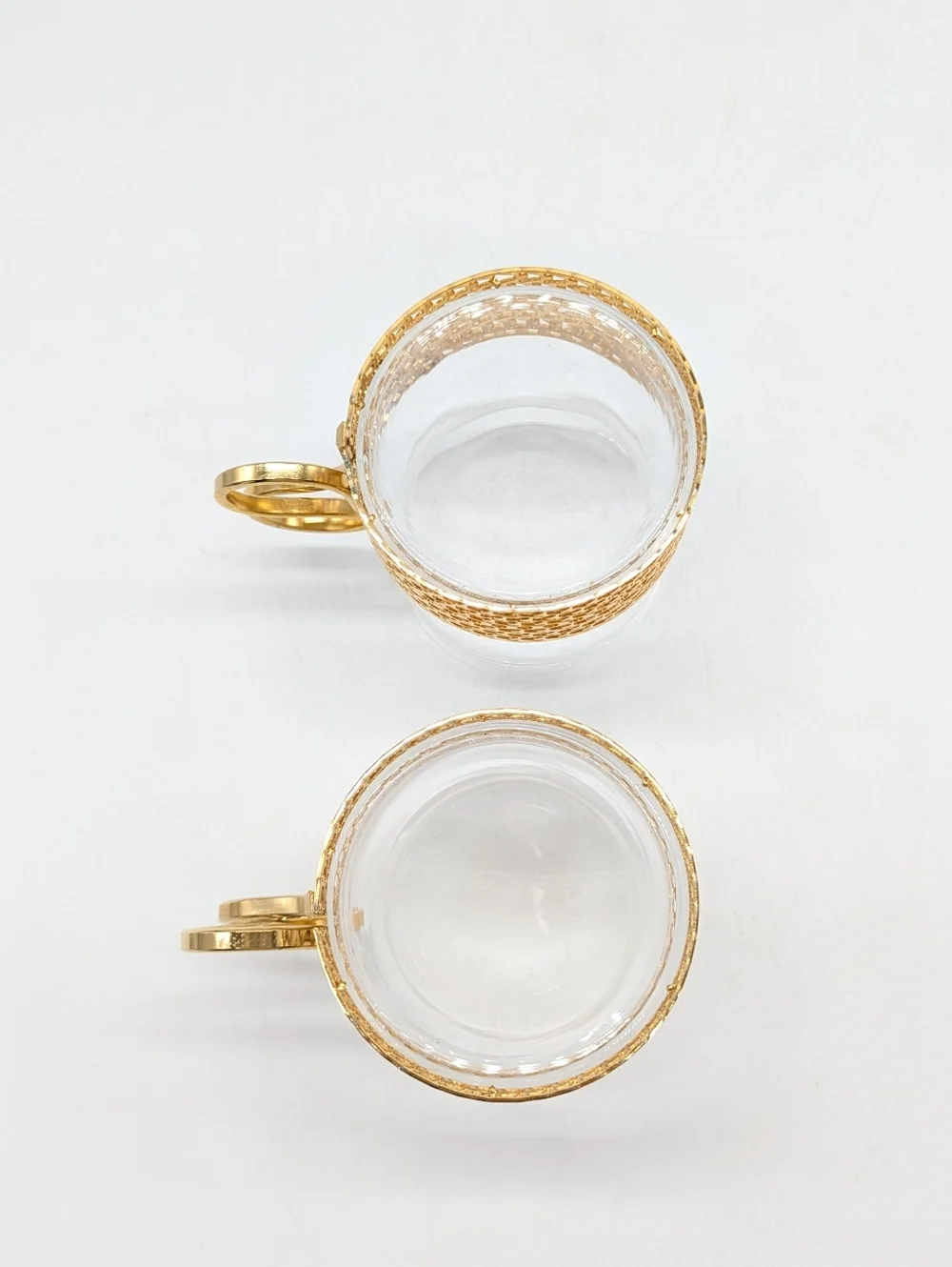 Vintage Littala Tsaikka Gold Tone Textured Glasses Set Of Two